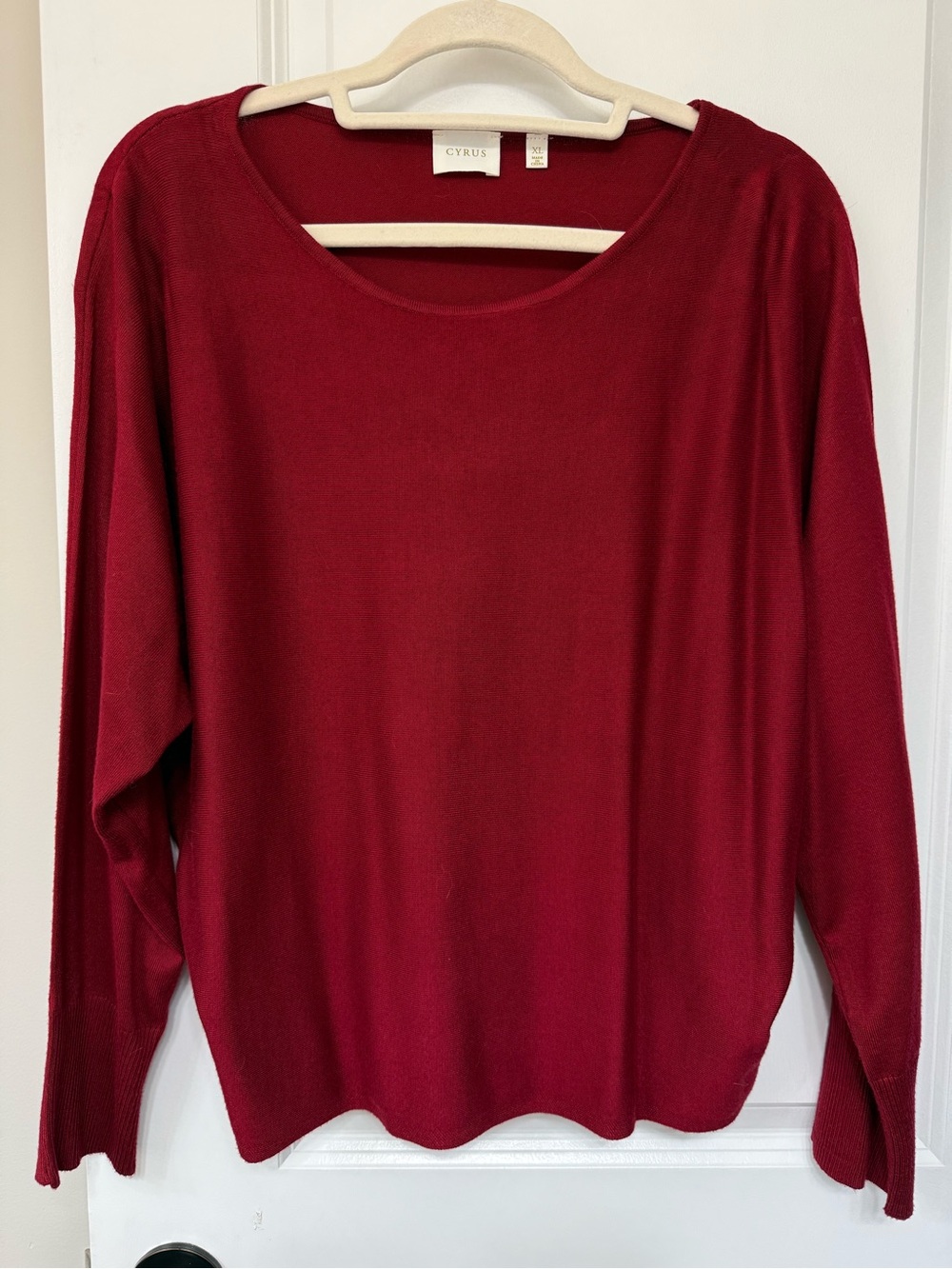 Cyrus Women's boatneck Sweater, XL, Red Currant color, Sold Out!